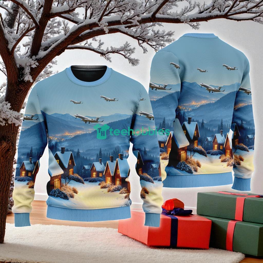 Gulfstream G American Airlines In The Snowy Christmas Sky Ugly Sweater Best Gift