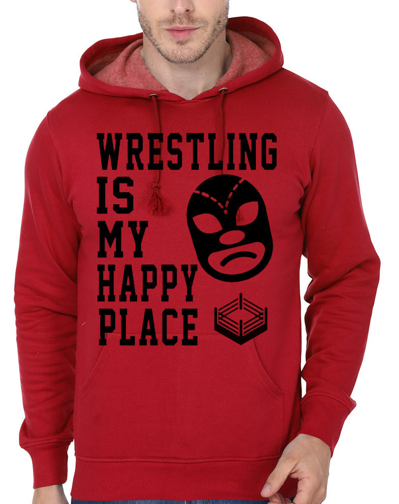 Wrestling Is My Happy Face Red Hoodie T-Shirts, Sweatshirt | PureTeeCo.com