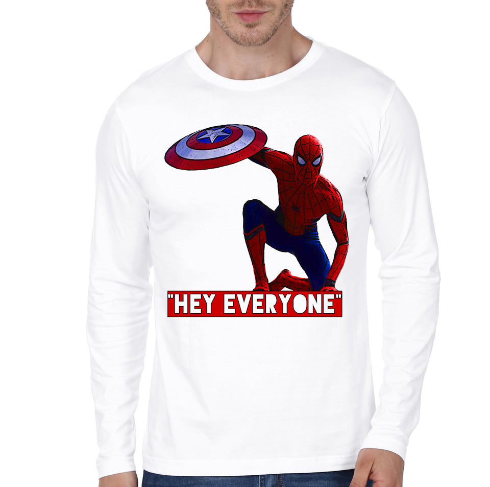 Hey Everyone White Full Sleeve Tee Hoodie, Sweatshirt | PureTeeCo.com
