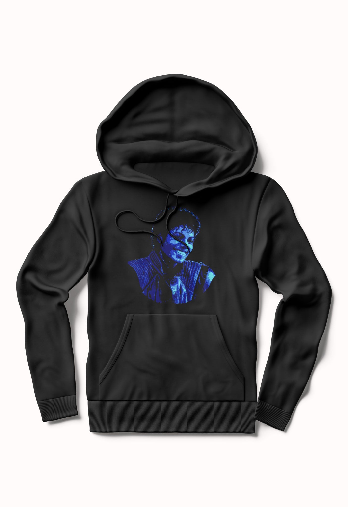Black Tee Blue Print â€“ MJackson Portrait Black Hoodie Sweatshirt | PureTeeCo.com