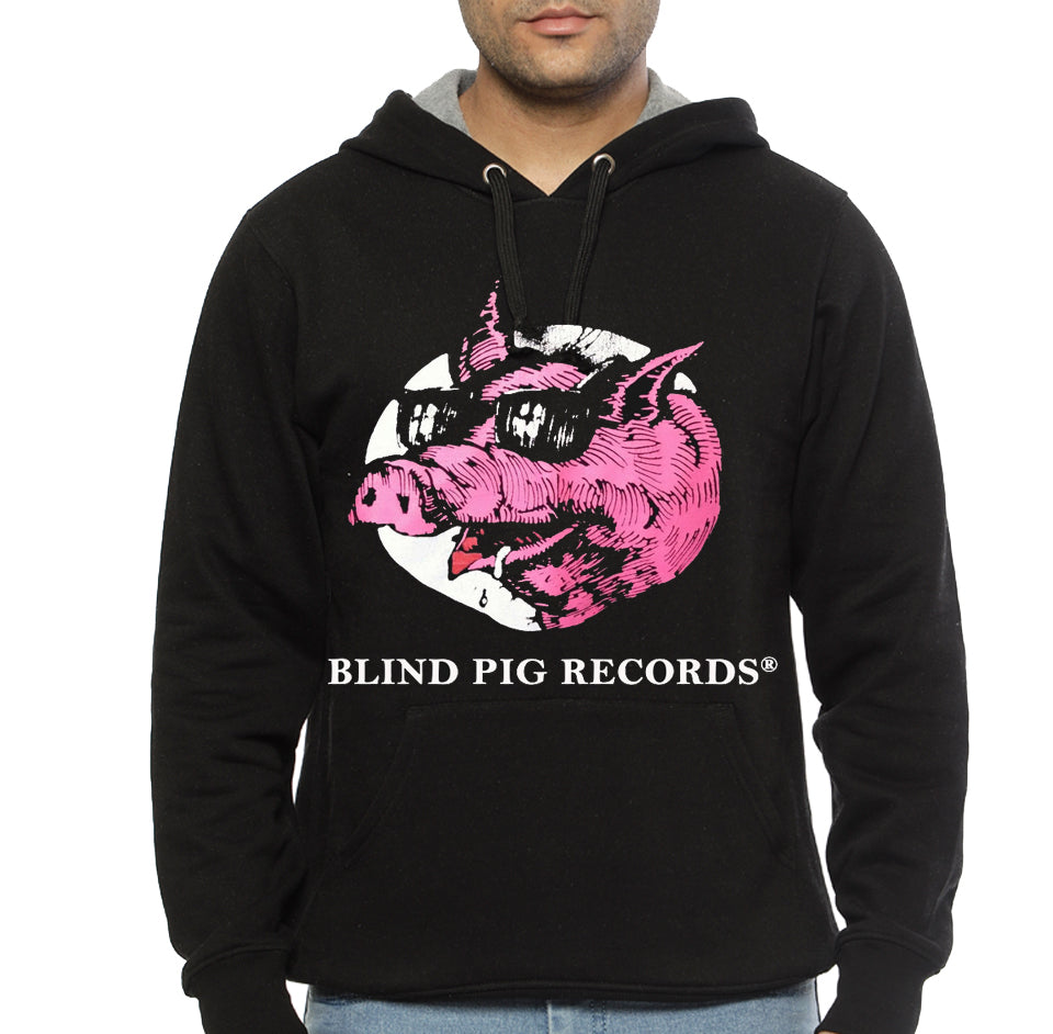 Check out this awesome Vintage 90s Blind Pig Records Black Hoodie T-Shirts, Sweatshirt | PureTeeCo.com