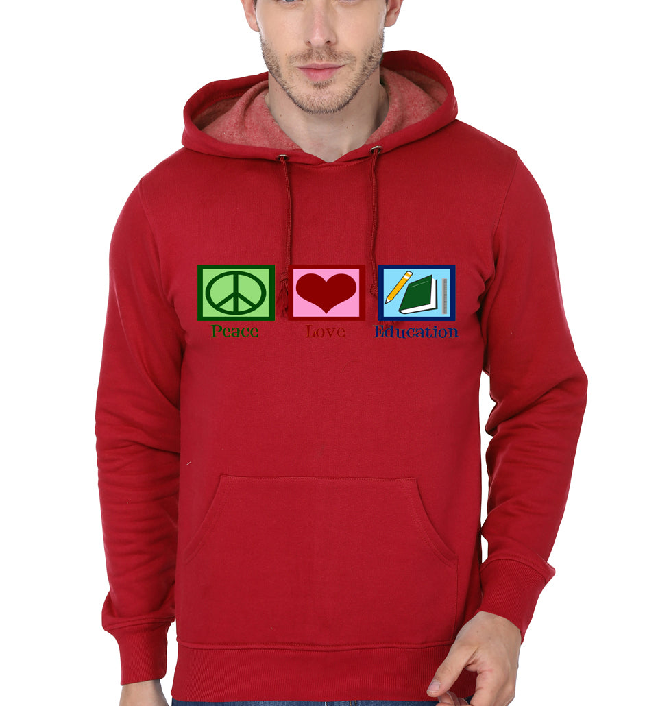 Peace Love Education Red Hoodie T-Shirts, Sweatshirt | PureTeeCo.com