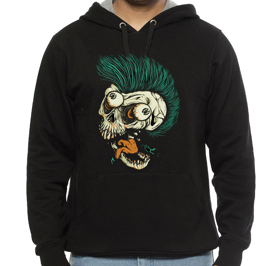Skull Punk Style Black Hoodie T-Shirts, Sweatshirt | PureTeeCo.com