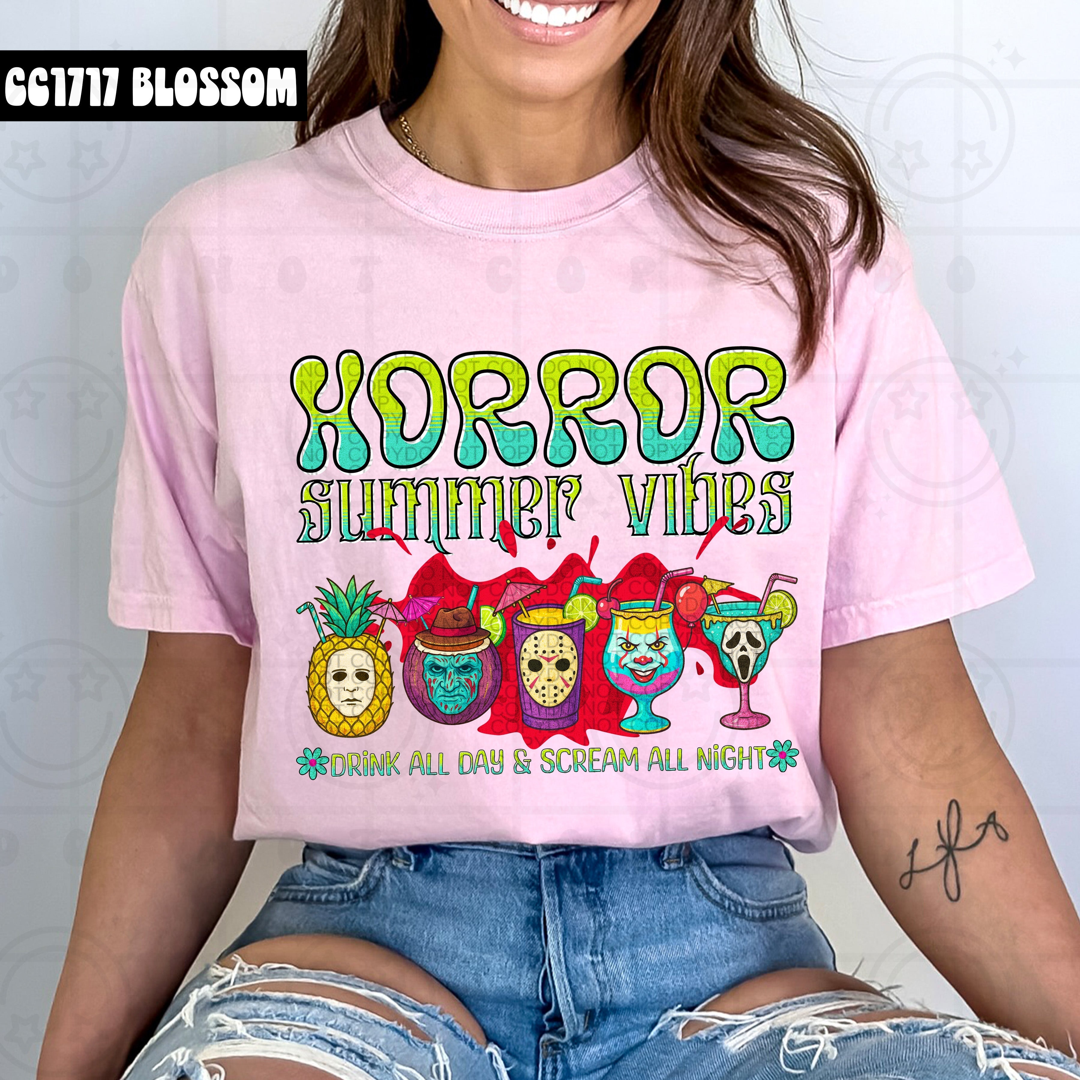 HORROR SUMMER VIBES TEE Hoodie, Sweatshirt | PureTeeCo.com (Image 1)