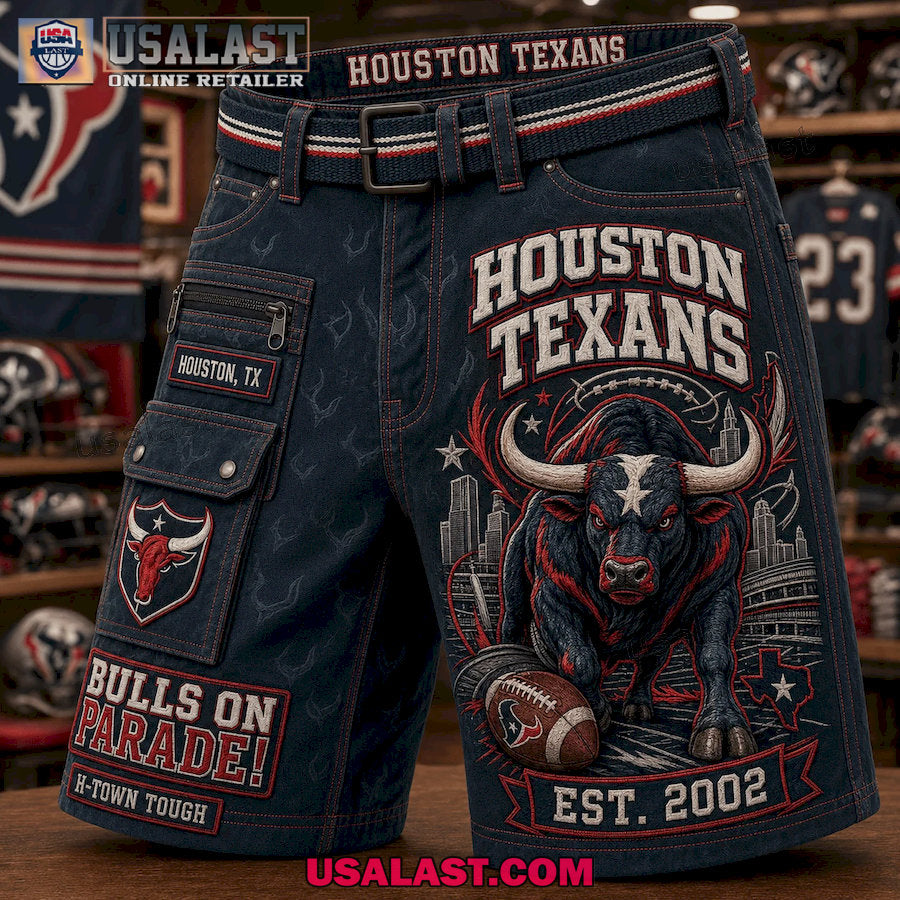 Houston Texans Bulls On Parade H-Town Tough Men Cargo Short