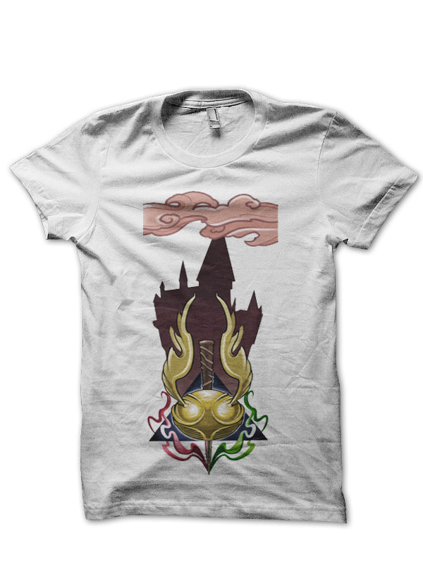 Deathly Hallows Half Sleeve White T-Shirt Hoodie, Sweatshirt | PureTeeCo.com