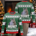 Huh Cat Meme Christmas Ugly Sweater Funny Cat Xmas Sweatshir