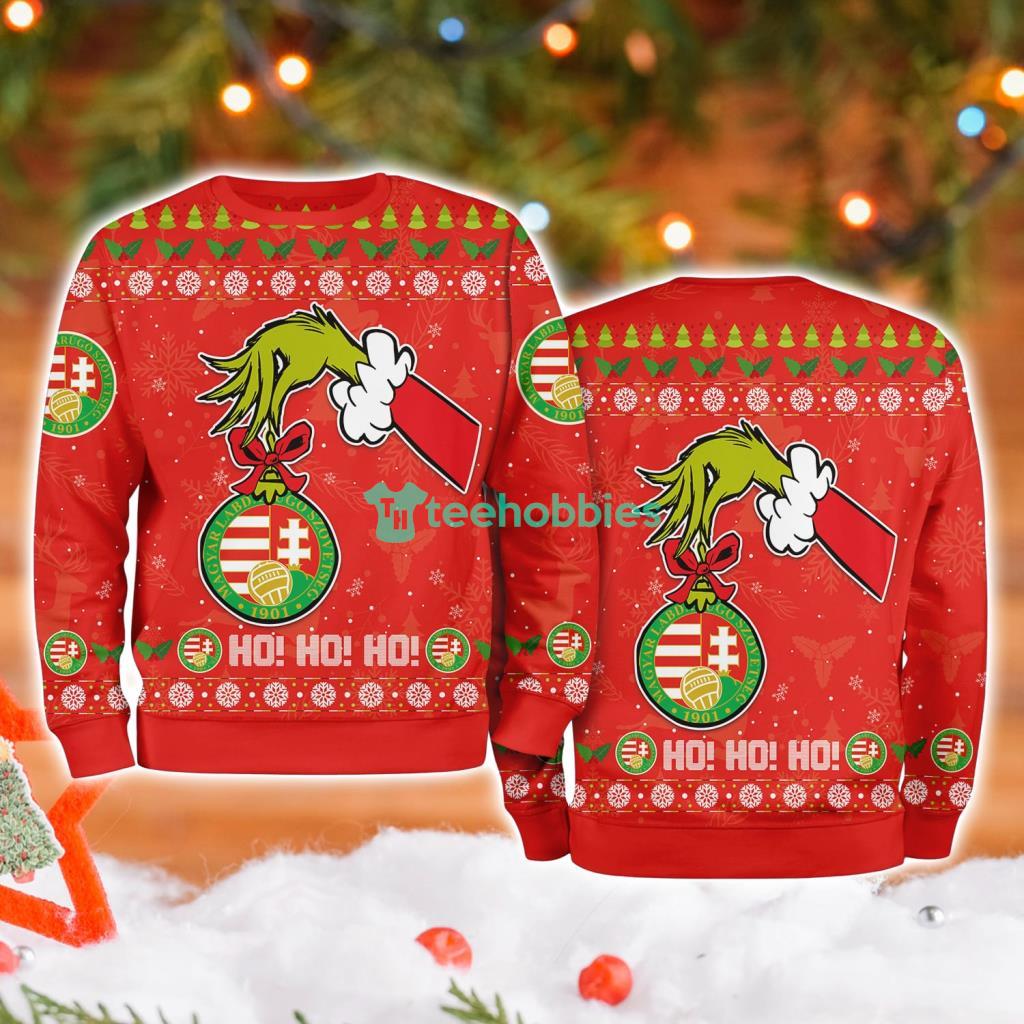 Hungary National Football Grinch Hand Ugly Christmas Sweater 3D