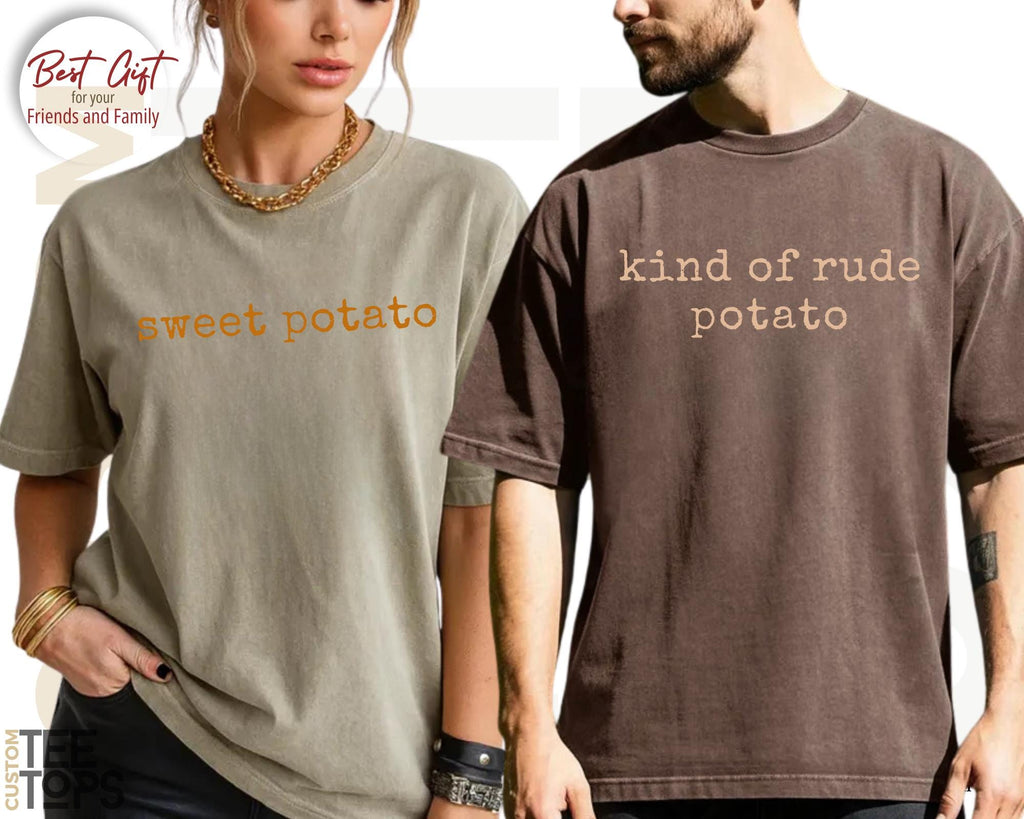 Comfort Colors Thanksgiving Couples Potato Kind Rude Potato Matching Thanksgiving Fall Couple Tees (3)