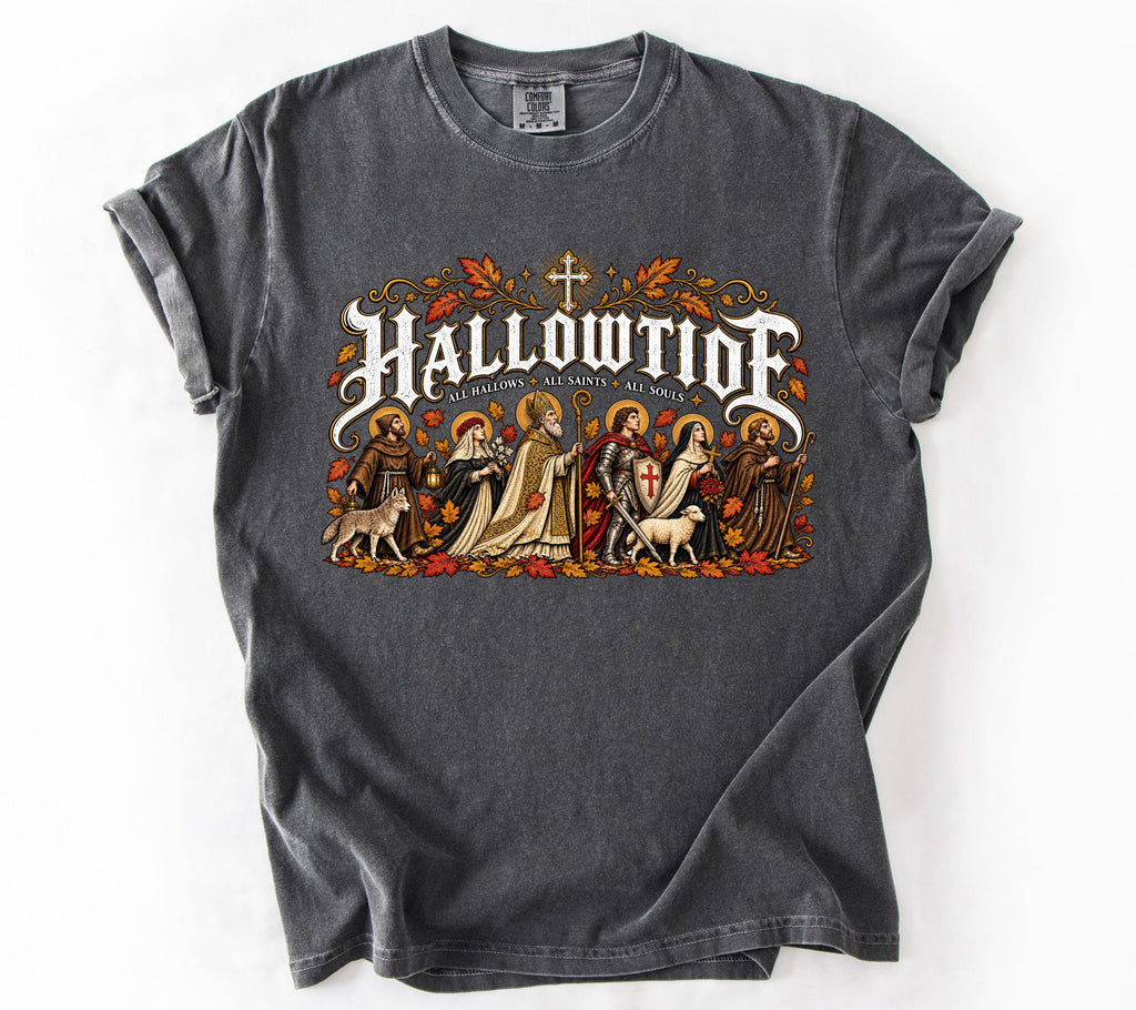Catholic Halloween Hallowtide Triduum Tee Saints Souls Day Vintage Faith Christian Fall (5)