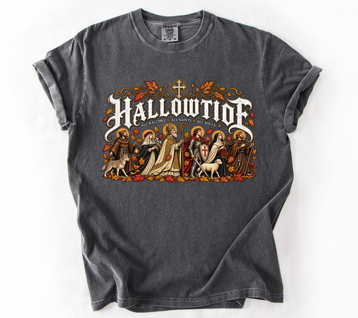 Catholic Halloween Hallowtide Triduum Tee Saints Souls Day Vintage Faith Christian Fall (5)