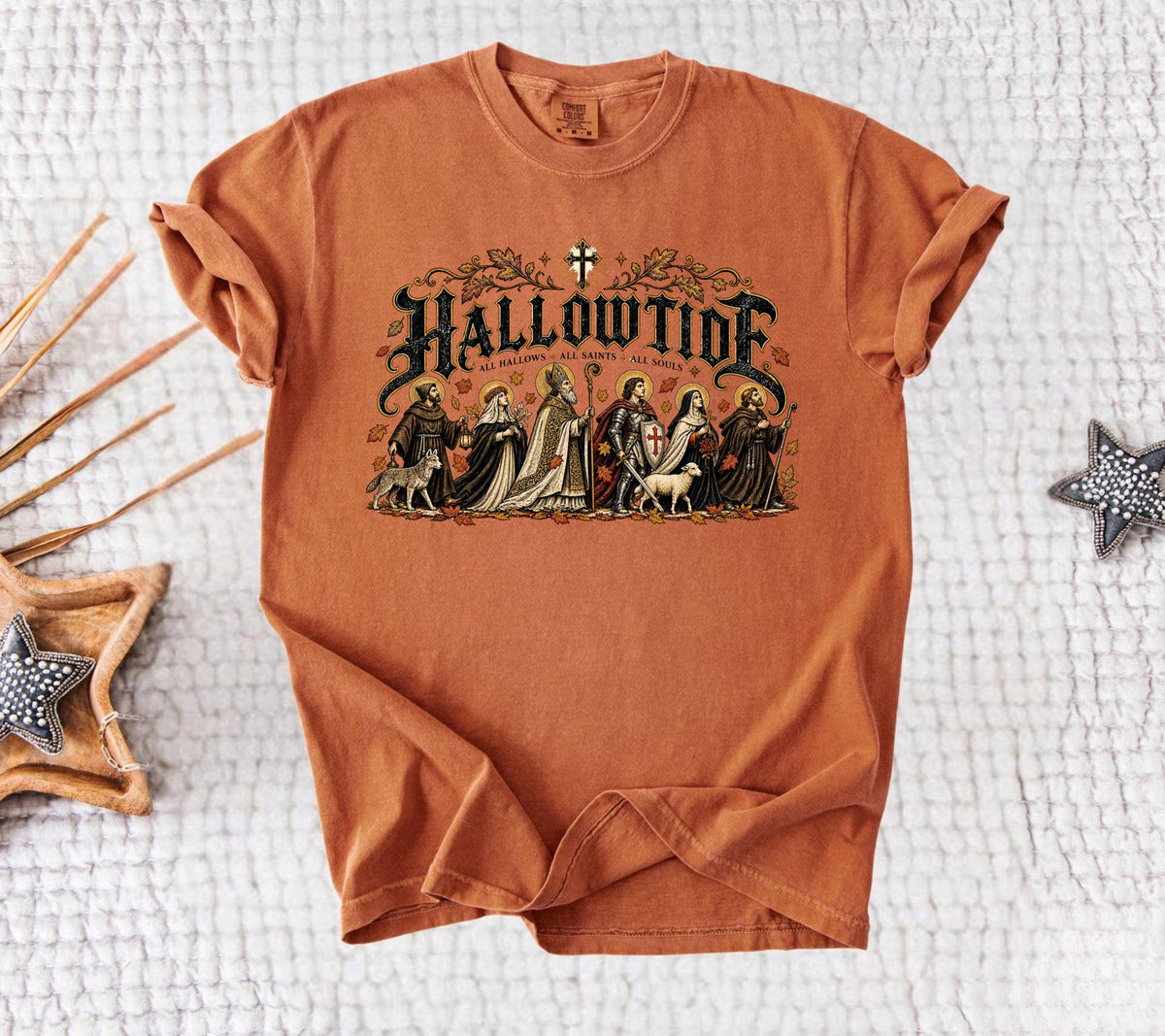 Catholic Halloween Hallowtide Triduum Tee Saints Souls Day Vintage Faith Christian Fall (4)