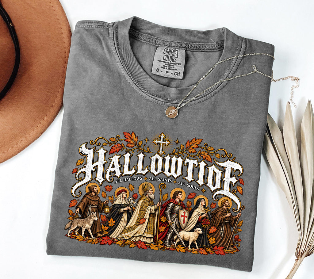 Catholic Halloween Hallowtide Triduum Tee Saints Souls Day Vintage Faith Christian Fall (2)