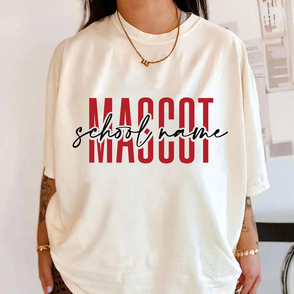 Custom Mascot Name Comfort Colors School Name Team Mascot Tees Personalized College School Spirit Tee School Team Pic134 (2)