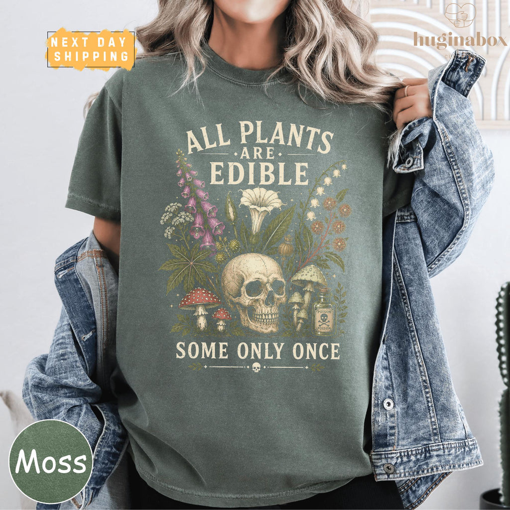 Plants Edible Comfort Colors Some Only Once Gardening Tee Poison Plant Skull Dark Botanical (5)