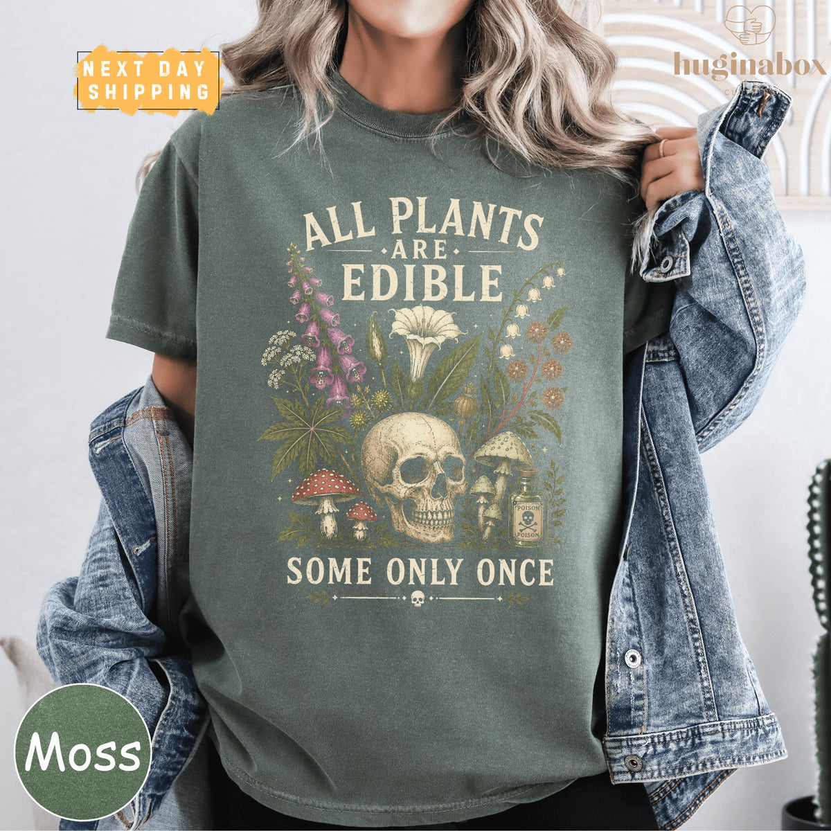 Plants Edible Comfort Colors Some Only Once Gardening Tee Poison Plant Skull Dark Botanical (5)