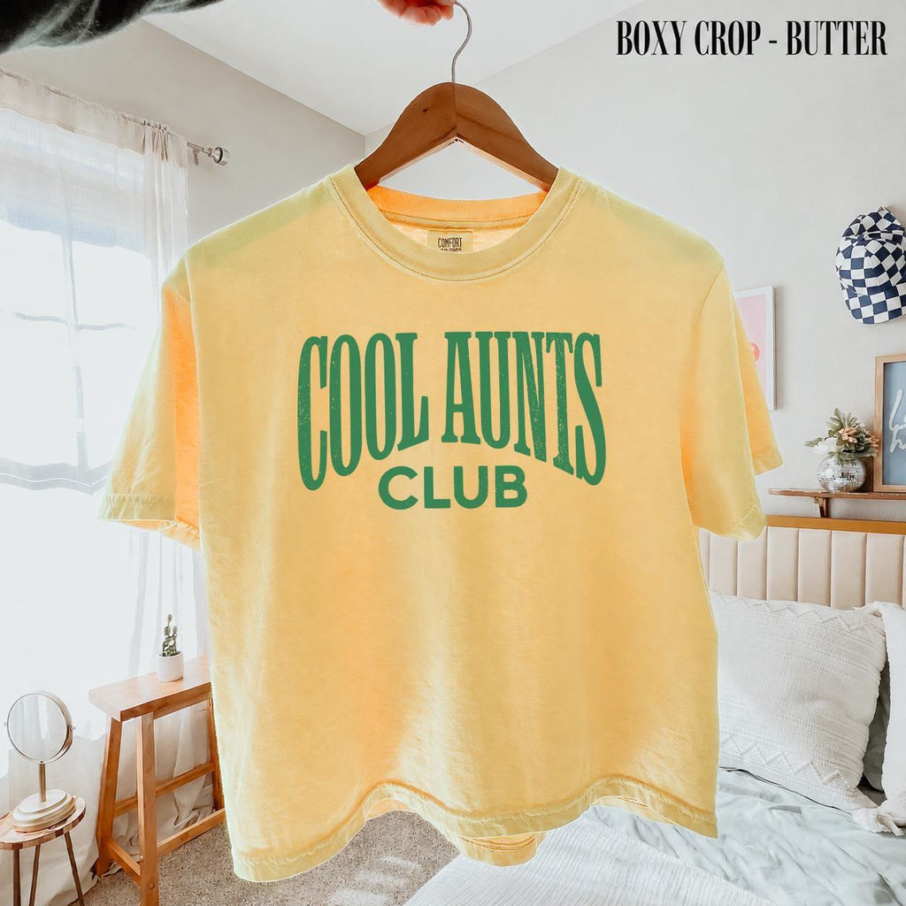 Aunts Club Comfort Colors Mothers Day Tee Aunt Pregnancy Announcemen Unt Boxy Crop Tee Aunt Gif (3)