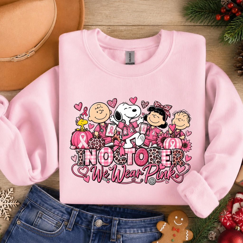 October Pink Breast Cancer Awareness Nurse White Dog Pink Ribbon Tee Oncology Nurse Pink Day (2)