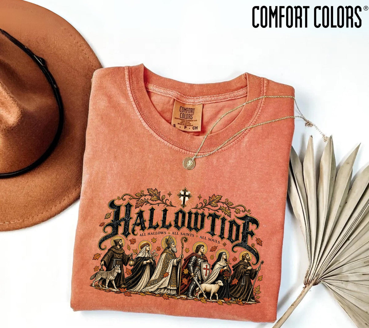 Catholic Halloween Hallowtide Triduum Tee Saints Souls Day Vintage Faith Christian Fall (1)