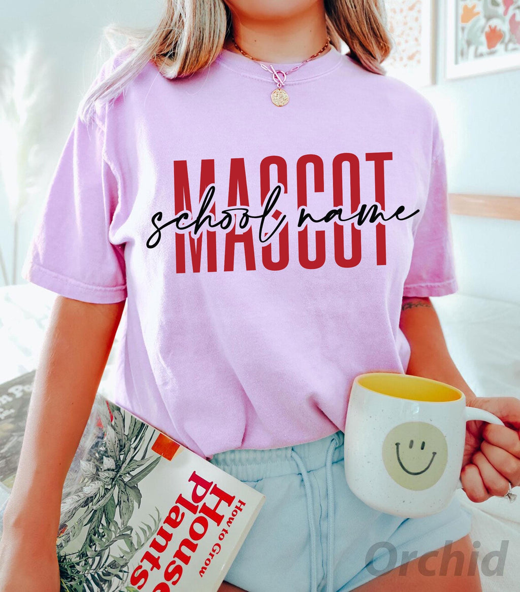 Custom Mascot Name Comfort Colors School Name Team Mascot Tees Personalized College School Spirit Tee School Team Pic134 (4)