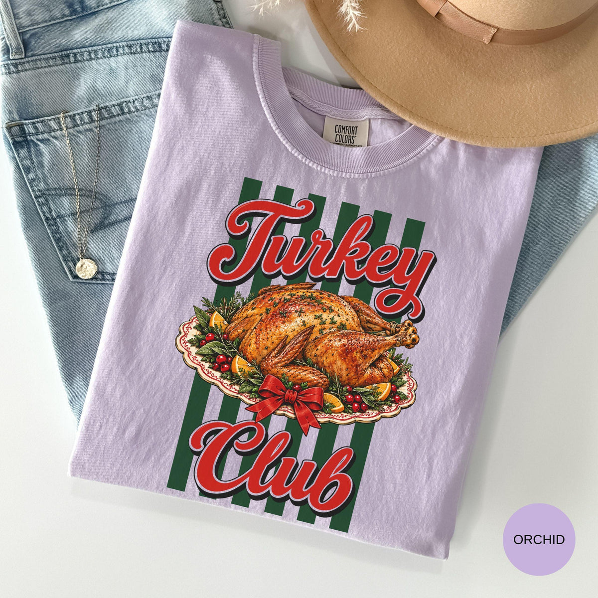 Comfort Colors Turkey Club Thanksgiving Turkey Retro Friendsgiving Fall Foodie Turkey Feas (3)
