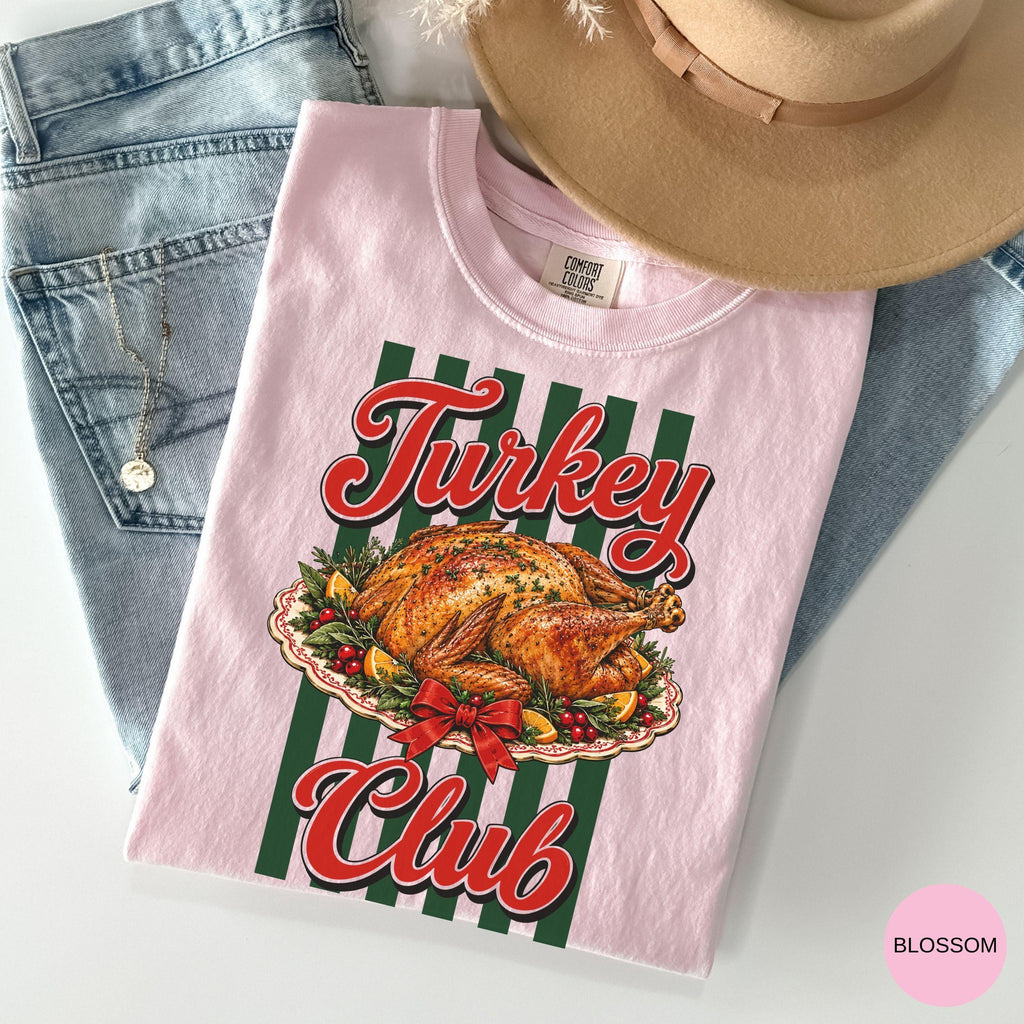 Comfort Colors Turkey Club Thanksgiving Turkey Retro Friendsgiving Fall Foodie Turkey Feas (2)