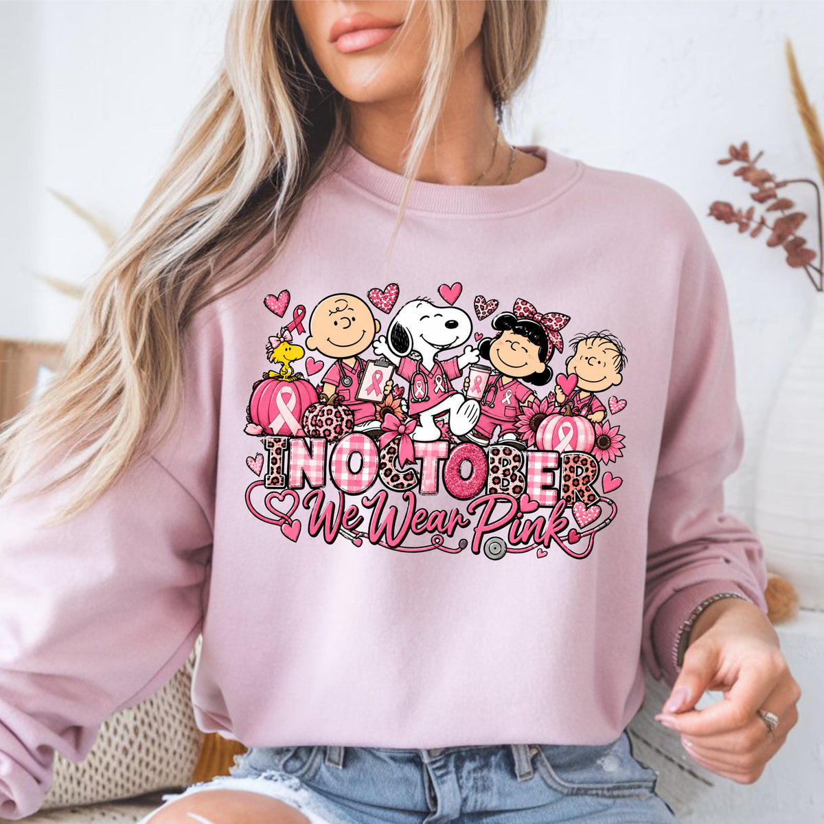 October Pink Breast Cancer Awareness Nurse White Dog Pink Ribbon Tee Oncology Nurse Pink Day (1)