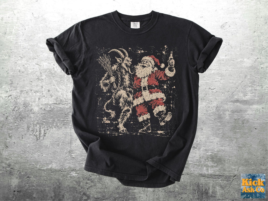 Krampus Santa Retro Christmas Oversize Comfort Colors Unisex T-shirt, Sweatshirt, Hoodie (2)
