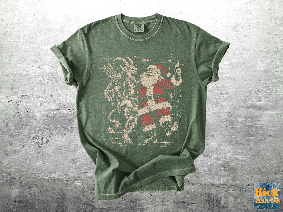 Krampus Santa Retro Christmas Oversize Comfort Colors Unisex T-shirt, Sweatshirt, Hoodie (4)