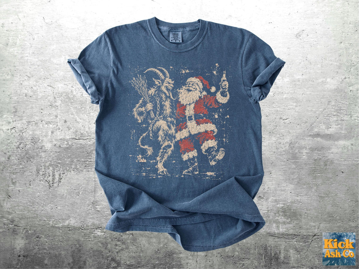 Krampus Santa Retro Christmas Oversize Comfort Colors Unisex T-shirt, Sweatshirt, Hoodie (5)