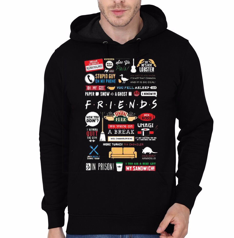 Friends Black Hooded Sweatshirt T-Shirts, Hoodie | PureTeeCo.com