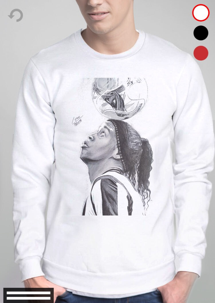 Ronadinho White Full Sleeve Tee Hoodie, Sweatshirt | PureTeeCo.com