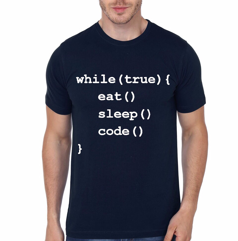 Eat Sleep Code Navy Blue T-Shirt Hoodie, Sweatshirt | PureTeeCo.com