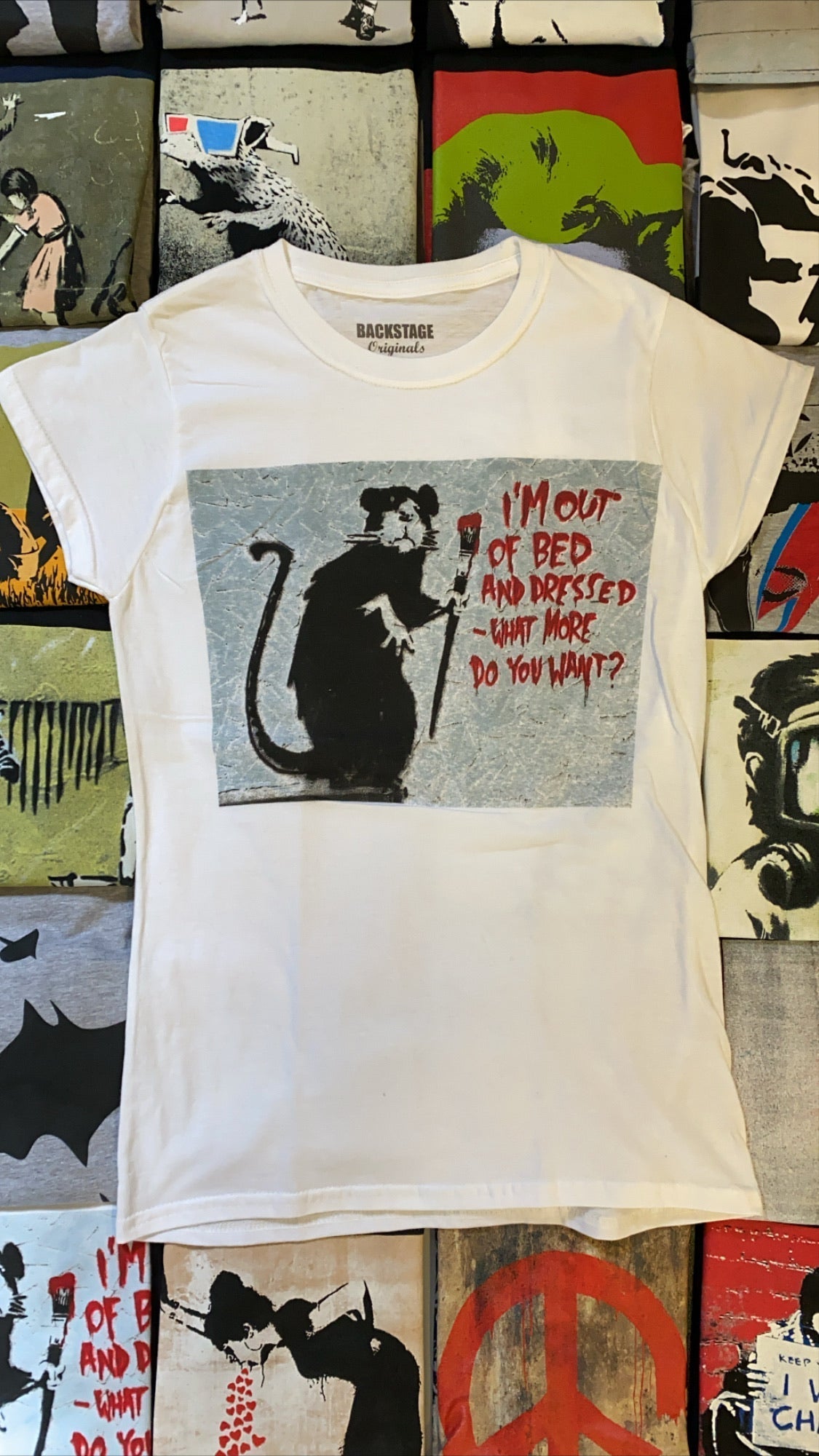 Banksy Women's T-shirt - I'm Out of Bed Hoodie, Sweatshirt | PureTeeCo.com (Image 2)
