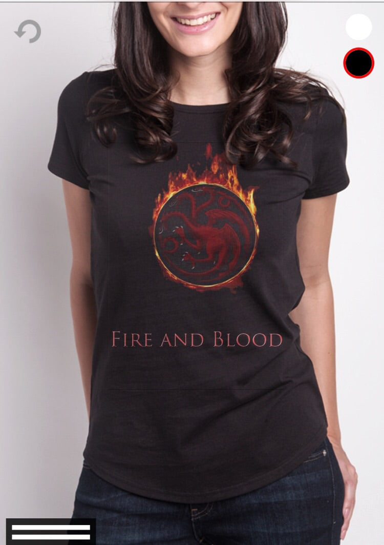 Fire And Blood Black Top T-Shirts, Hoodie, Sweatshirt | PureTeeCo.com