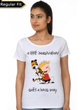 Calvin and Hobbes Girlâ€™s White T-Shirt Hoodie, Sweatshirt | PureTeeCo.com