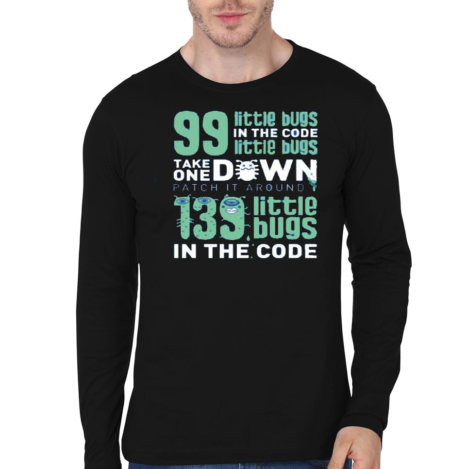 99 Little Bugs In The Code Black Full Sleeve T-Shirt Hoodie, Sweatshirt | PureTeeCo.com