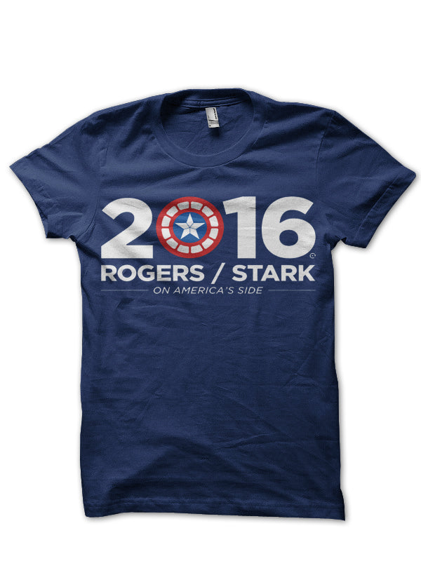 Rogers / Stark Navy Blue Tee Hoodie, Sweatshirt | PureTeeCo.com