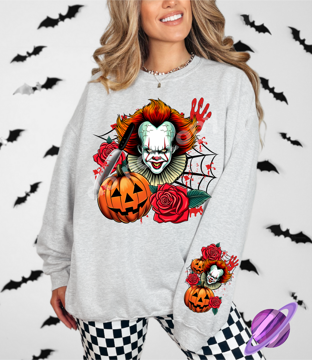 CLOWN - CREWNECK SWEATSHIRT  W/ SLEEVE PRINT T-Shirts, Hoodie | PureTeeCo.com (Image 1)