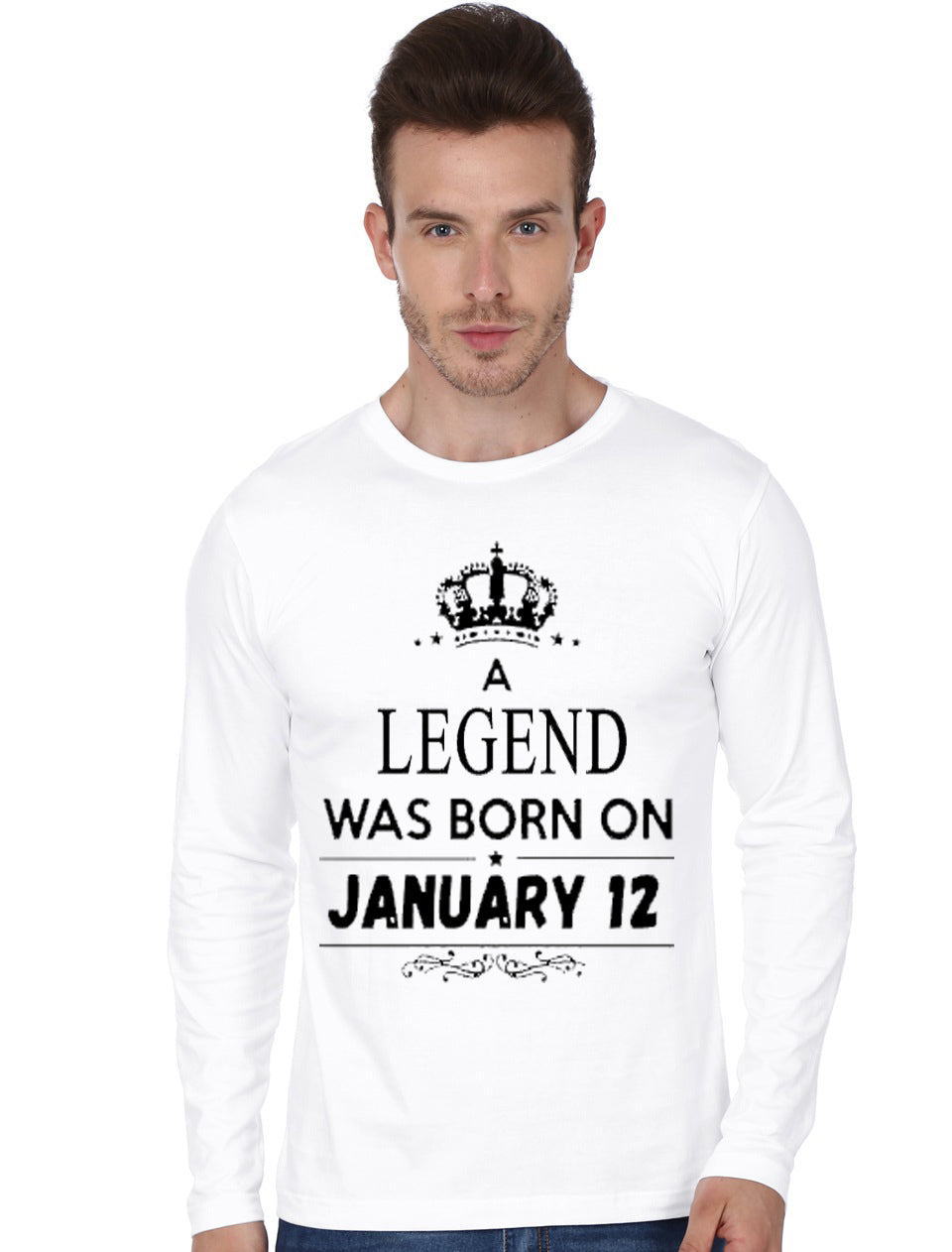 A Legend Was Born On January 12 White Full Sleeve T-Shirt Hoodie, Sweatshirt | PureTeeCo.com