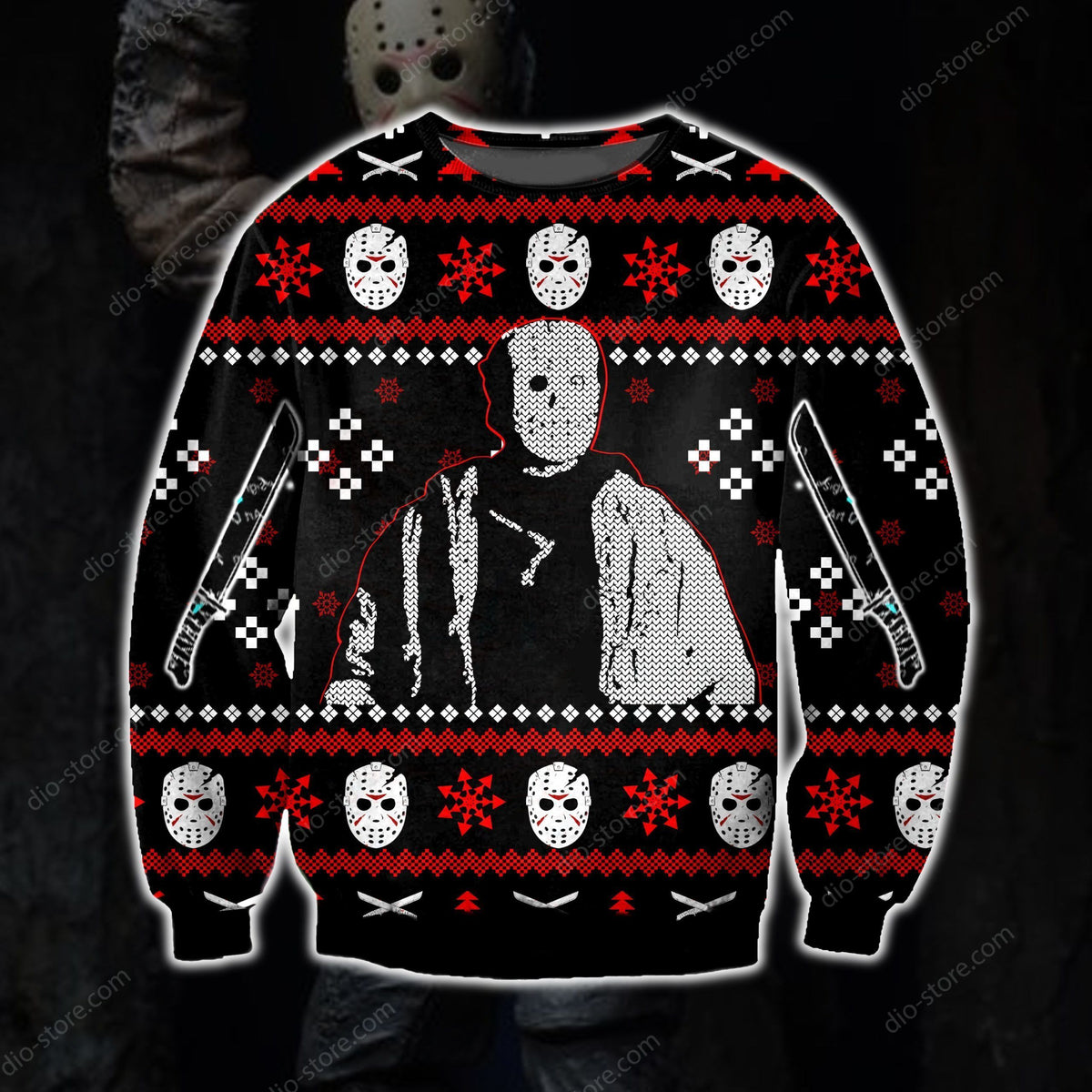Jason Voorhees Knitting Pattern 3D Print Ugly Sweater