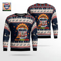 Jersey City Fire Truck Happy Hallothanksmas Christmas Ugly Sweater