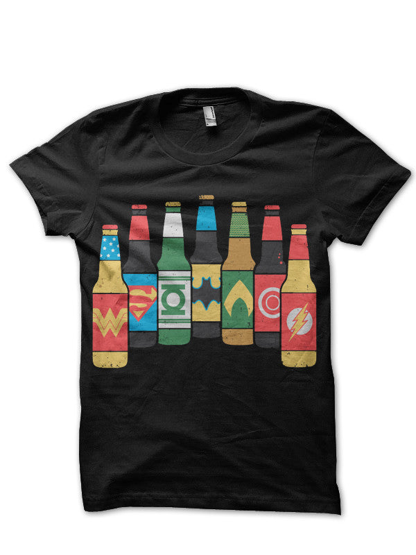 Justice League Drink Together Black T-Shirt Hoodie, Sweatshirt | PureTeeCo.com