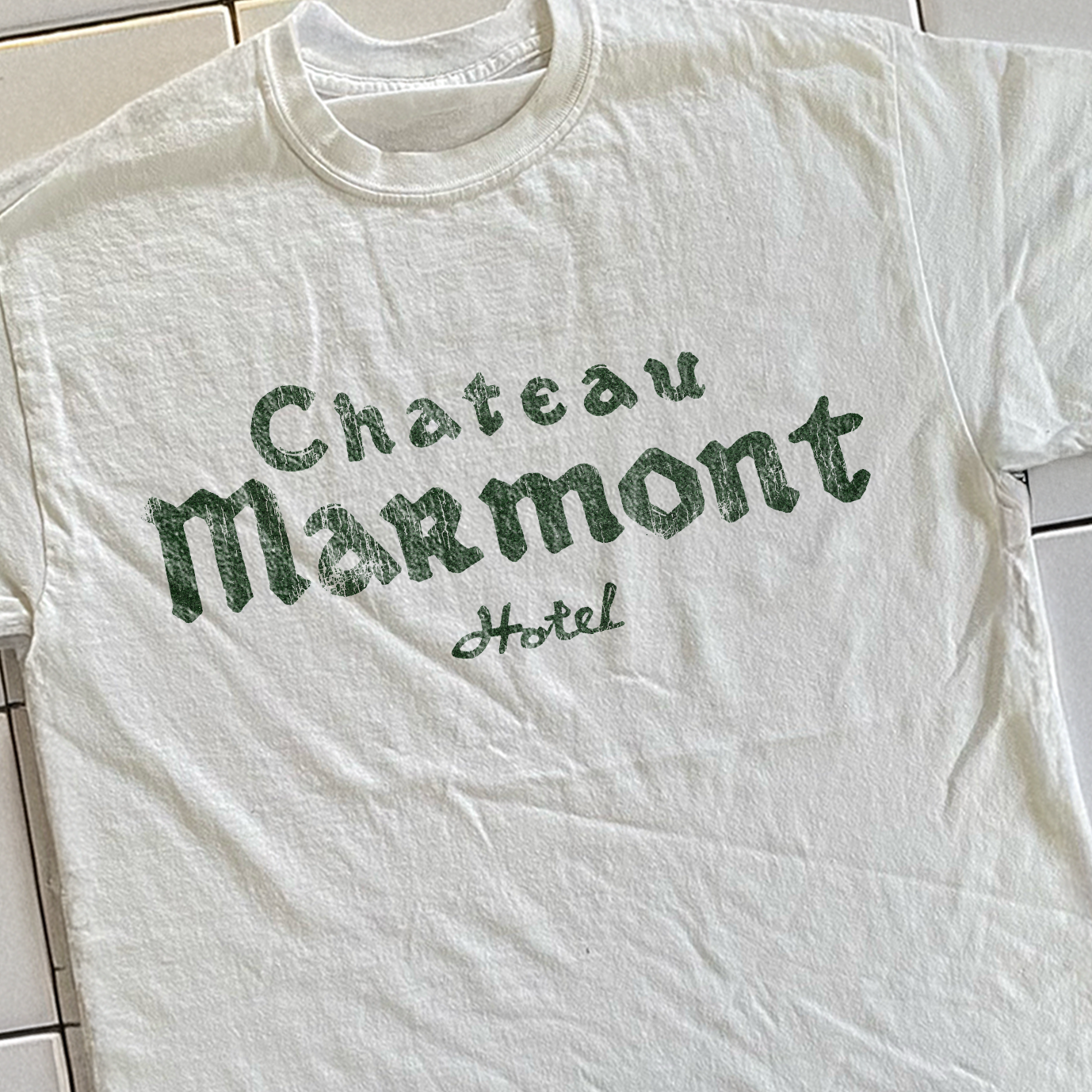 90s CHATEAU MARMONT RARE WASHED WHITE T-SHIRT Hoodie, Sweatshirt | PureTeeCo.com (Image 2)