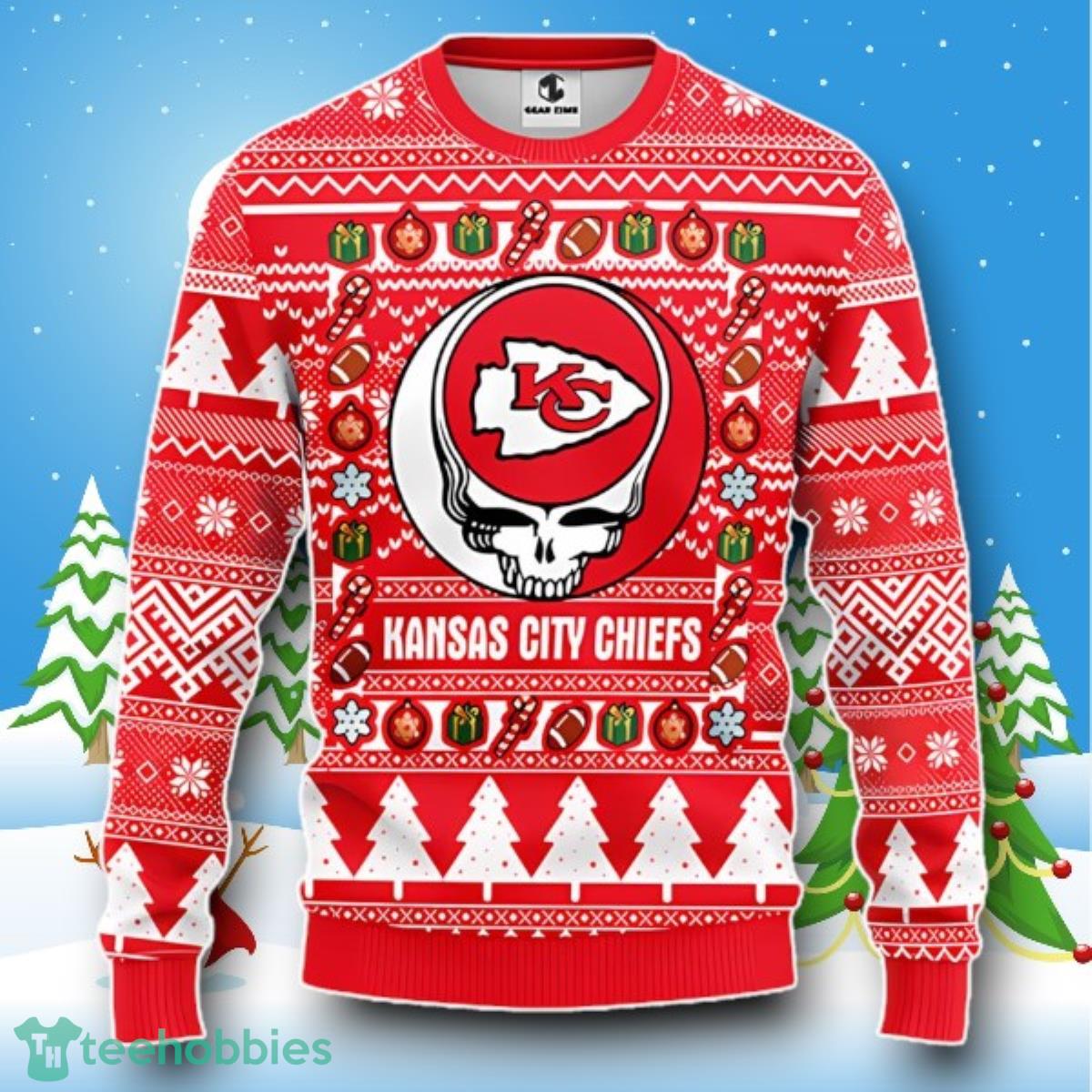 Kansas City Chiefs Grateful Dead Rock Band Ugly Christmas Sweater Style Gift