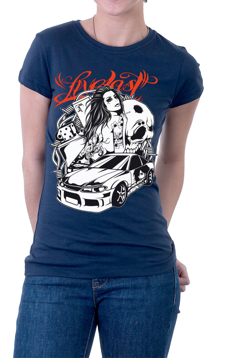 Live Fast girl Dark Blue Tee Hoodie, Sweatshirt | PureTeeCo.com