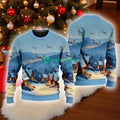 Lockheed Ac- American Airlines In The Snowy Christmas Sky Ugly Sweater Best Gift