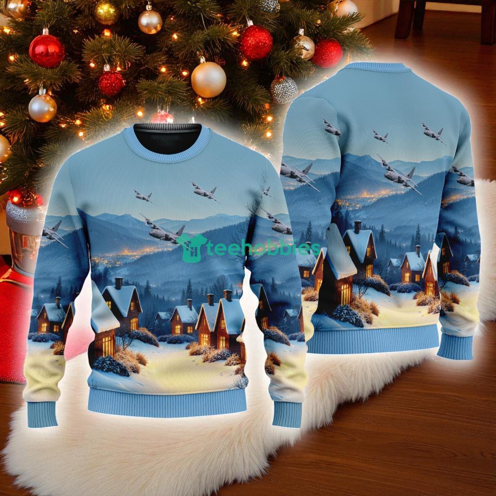 Lockheed Ac- American Airlines In The Snowy Christmas Sky Ugly Sweater Best Gift