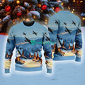 Lockheed U- American Airlines In The Snowy Christmas Sky Ugly Sweater Best Gift
