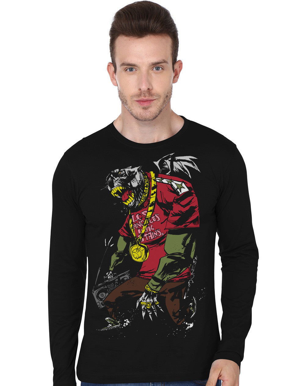 Funky Hellhound Black Full Sleeve T-Shirt Hoodie, Sweatshirt | PureTeeCo.com